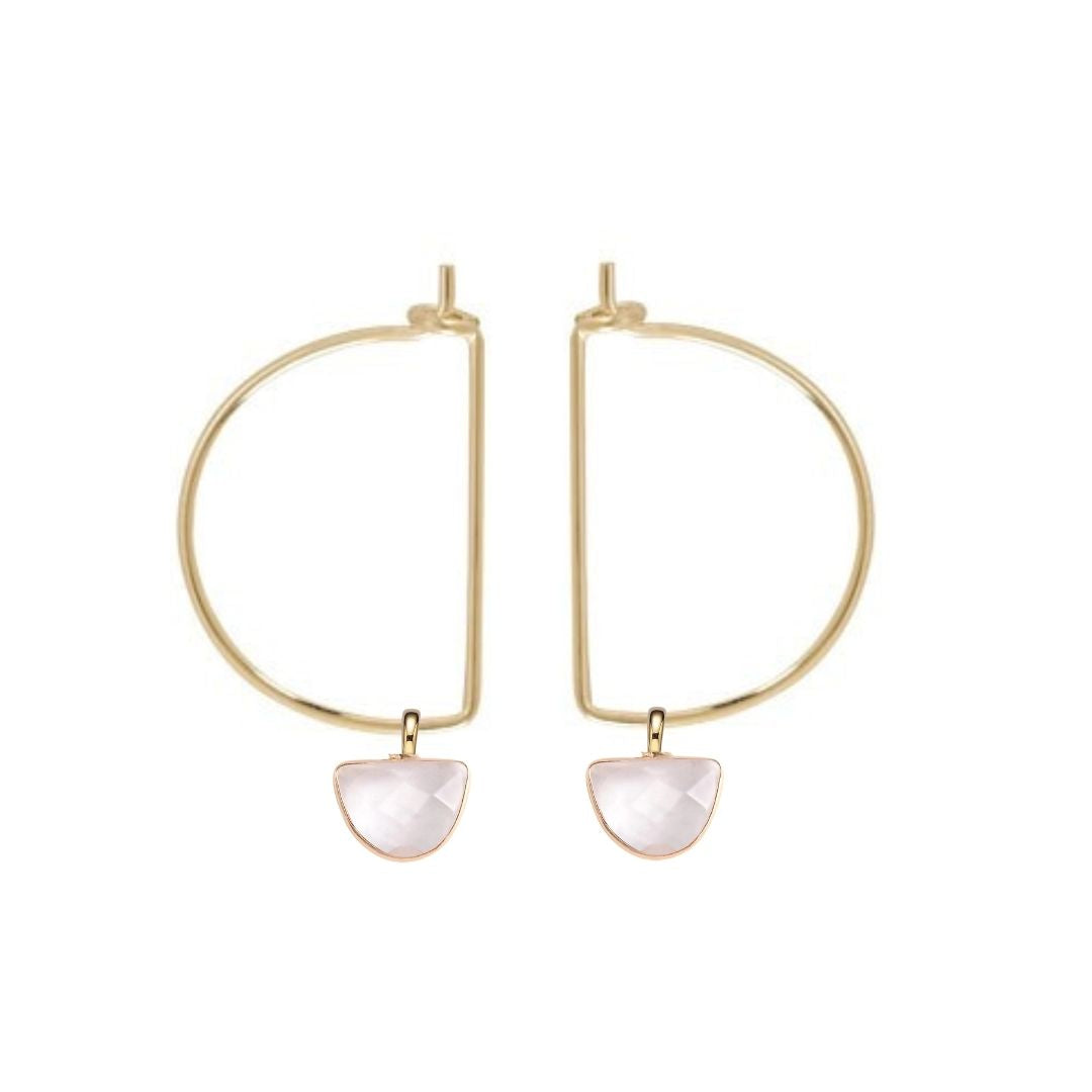 Large Half Moon Gemstone Hoops