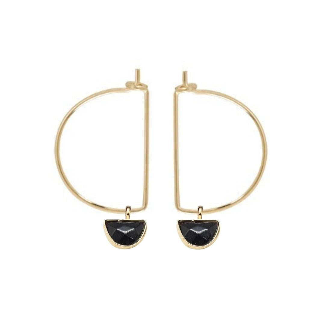 Large Half Moon Gemstone Hoops