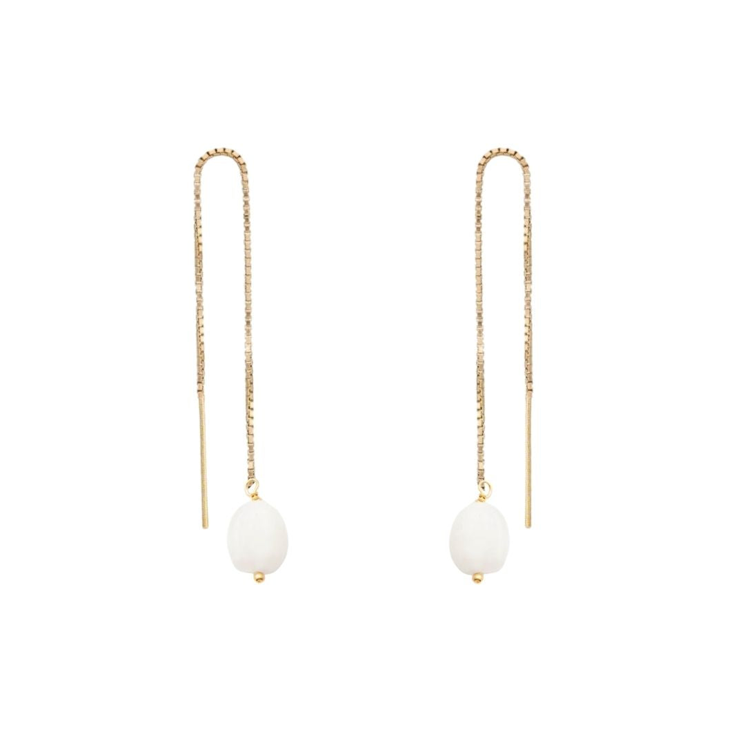 Gold Gemstone Threader Earring