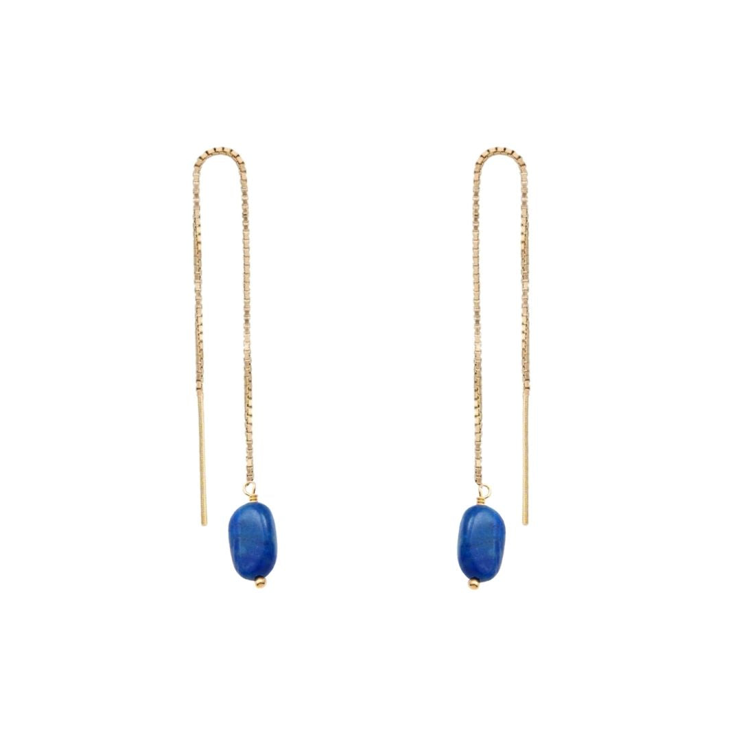 Gold Gemstone Threader Earring