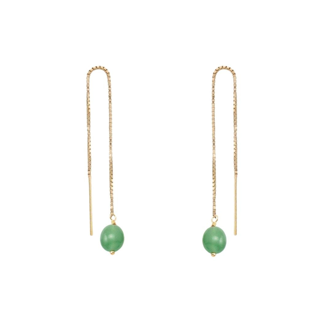 Gold Gemstone Threader Earring