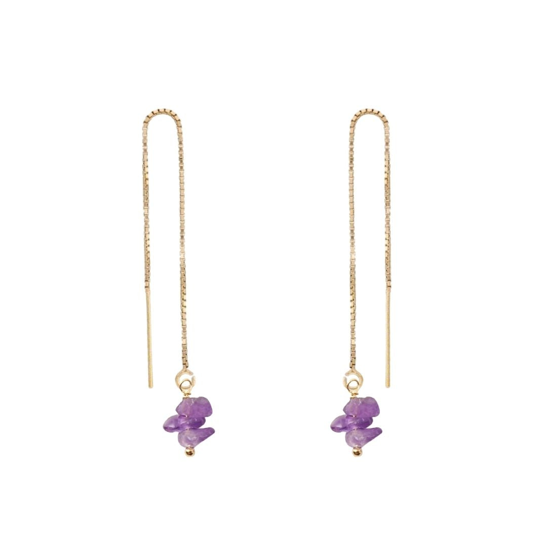 Raw Gemstone Threader Earring