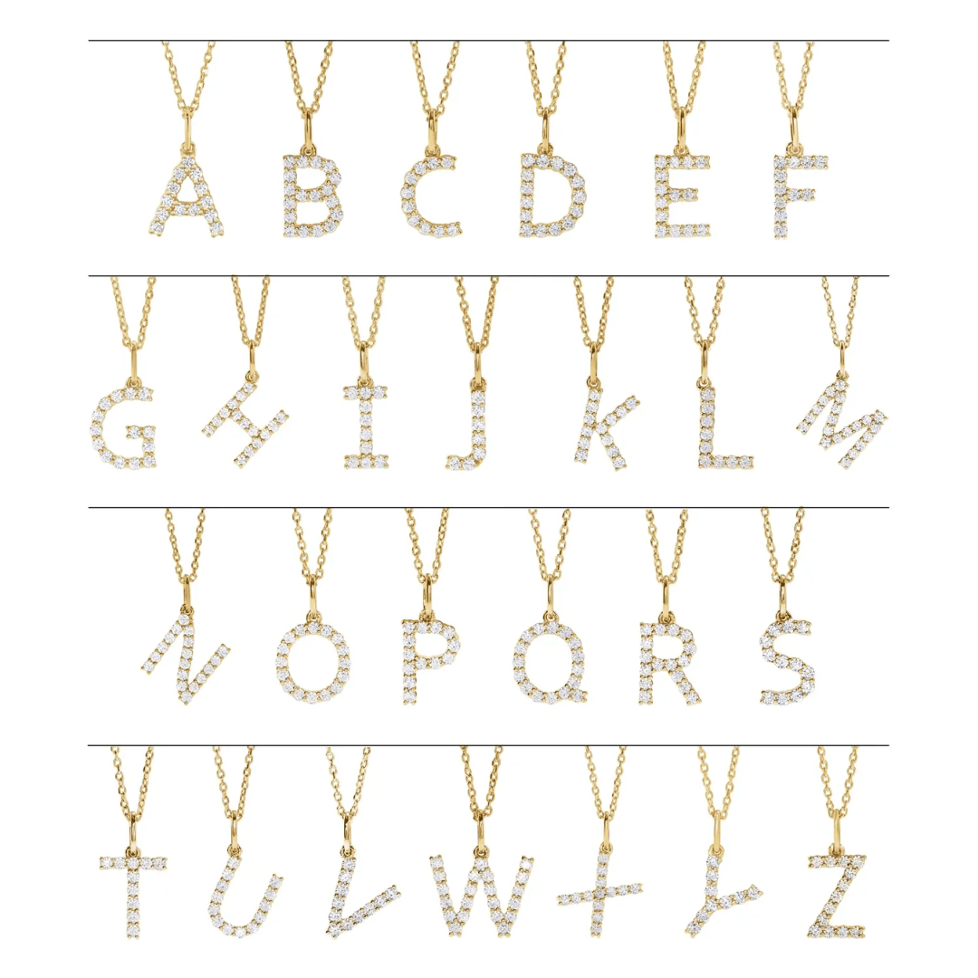 14K Diamond Initial Charm Necklace - Elisha Marie Jewelry