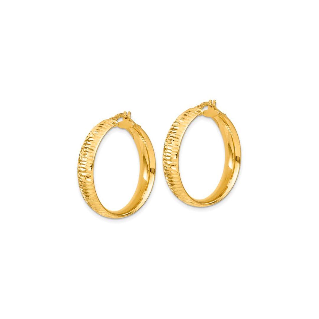 14K Textured Round Hoop Earrings - Elisha Marie Jewelry