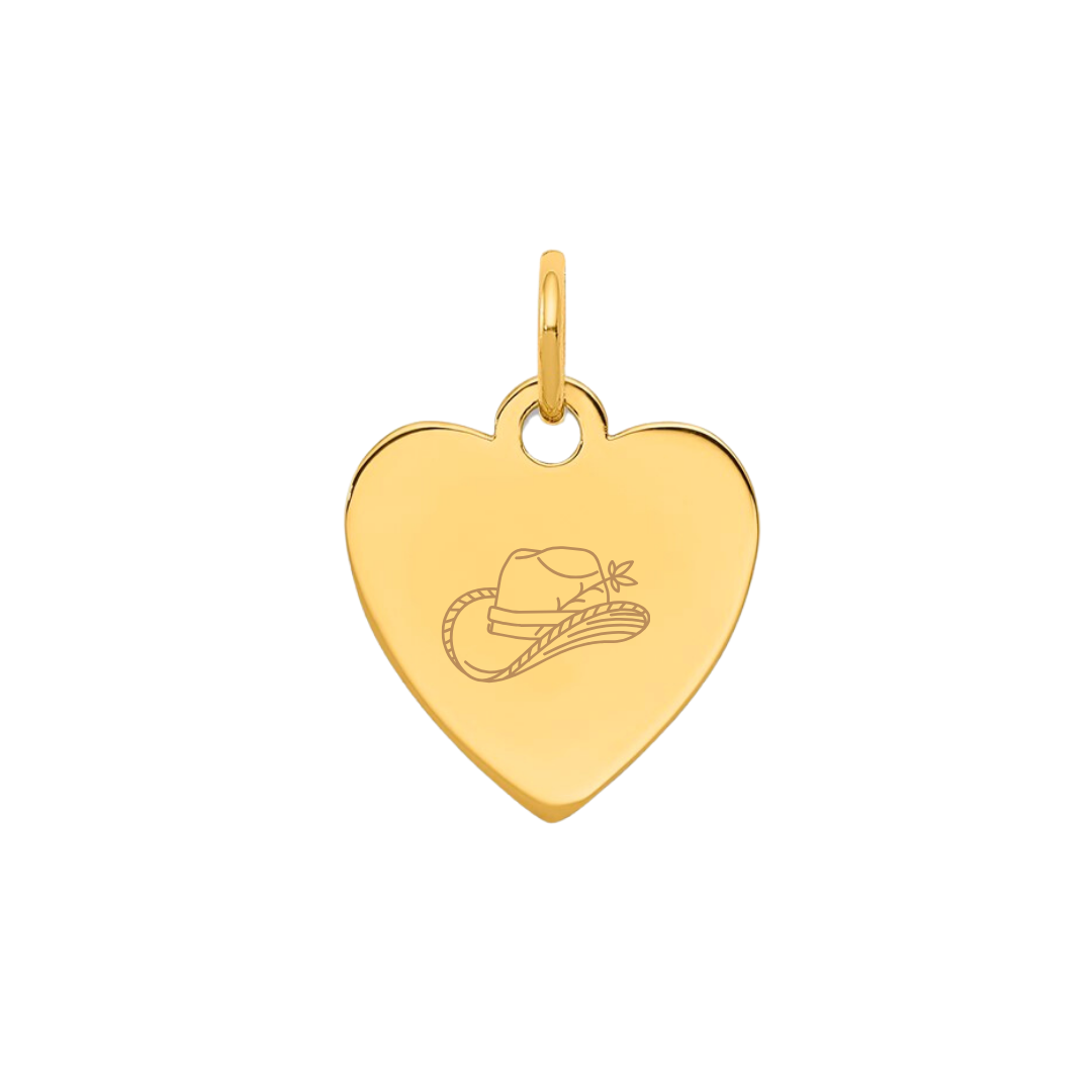 Western Hat Heart Charm