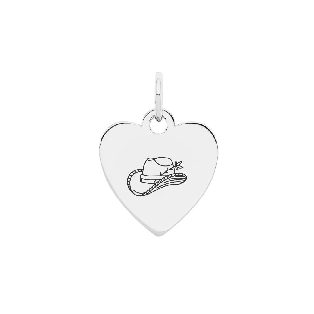 Western Hat Heart Charm