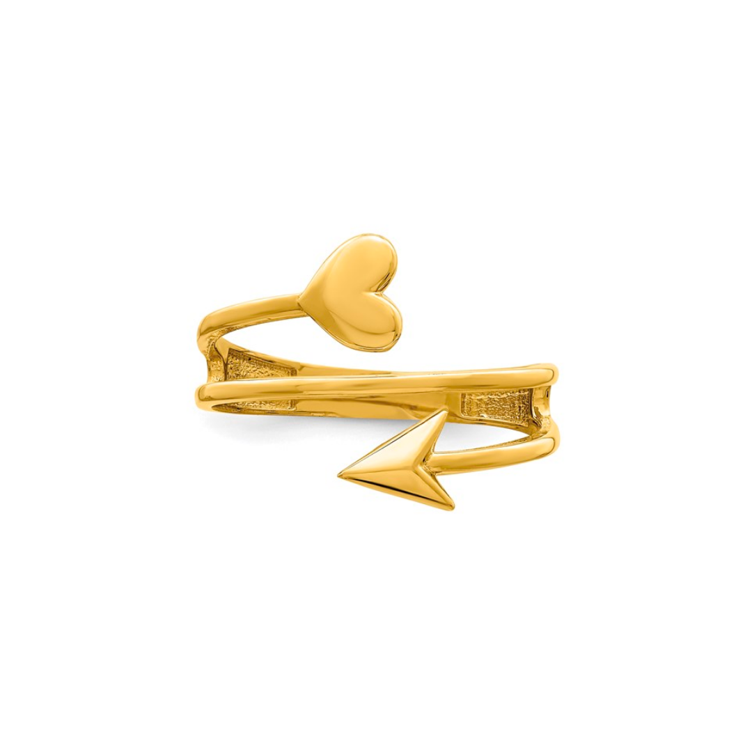 14K Adjustable Heart and Arrow Ring