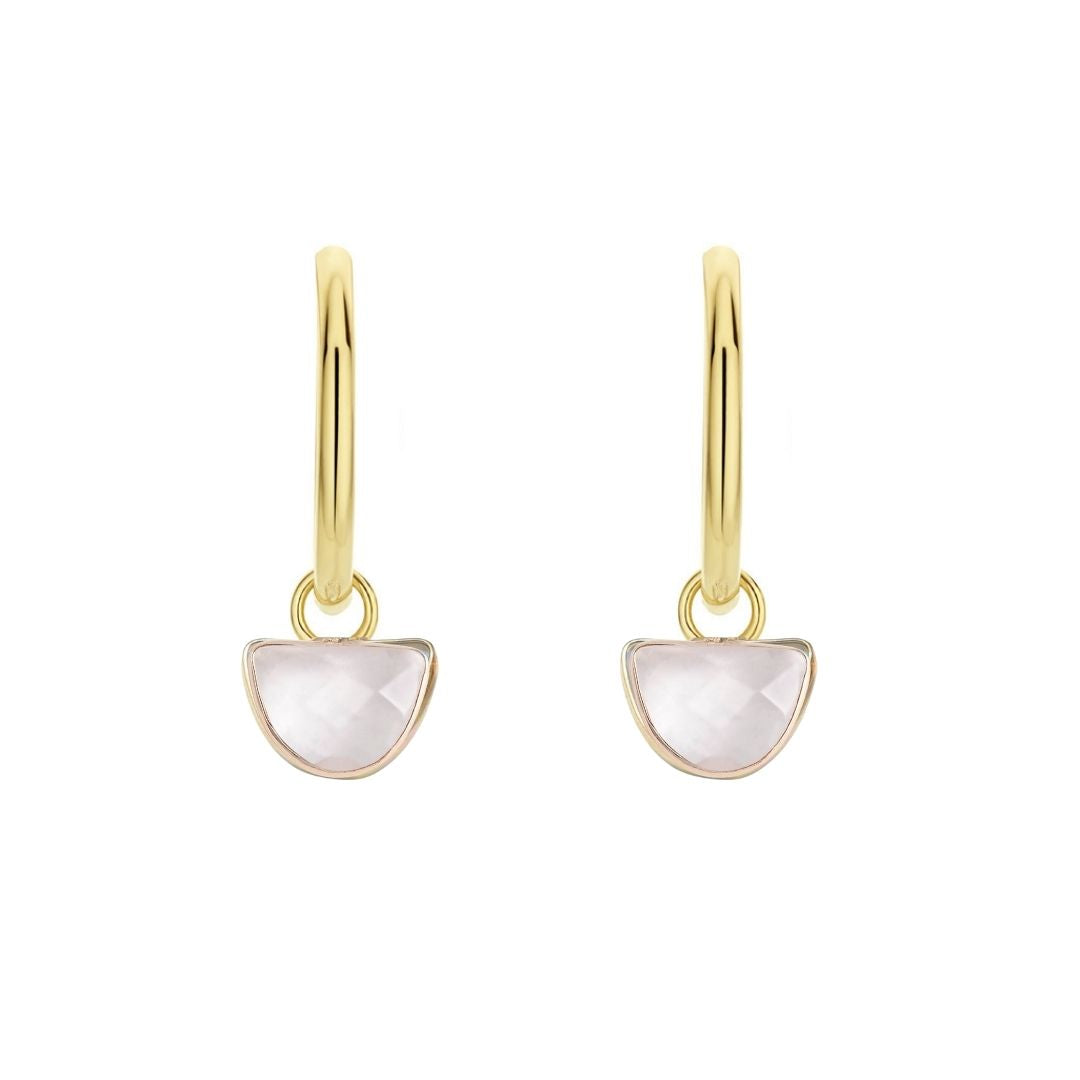 Half Moon Gemstone Hoop Earring