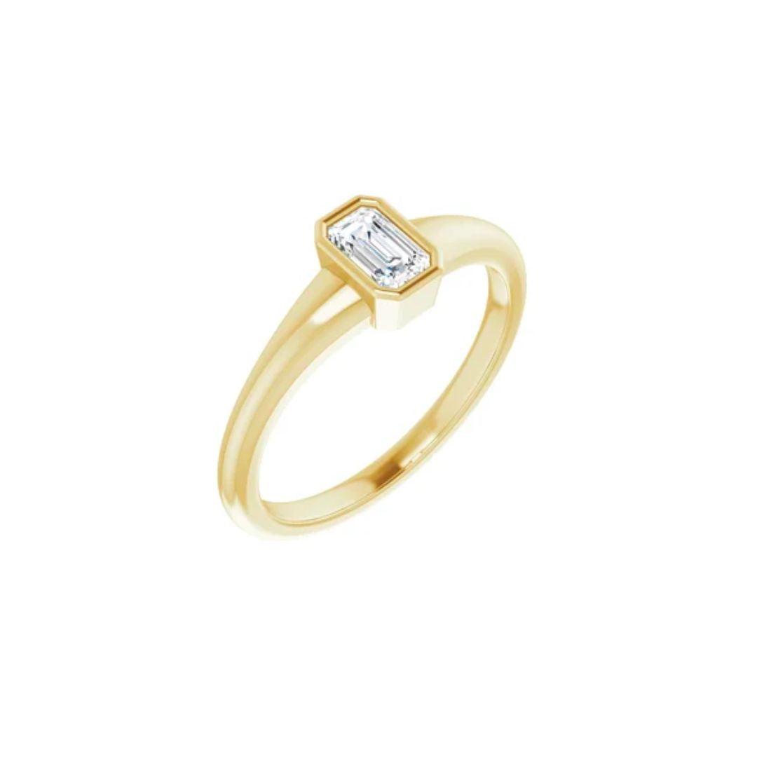 Diamond Emerald Engagement Ring