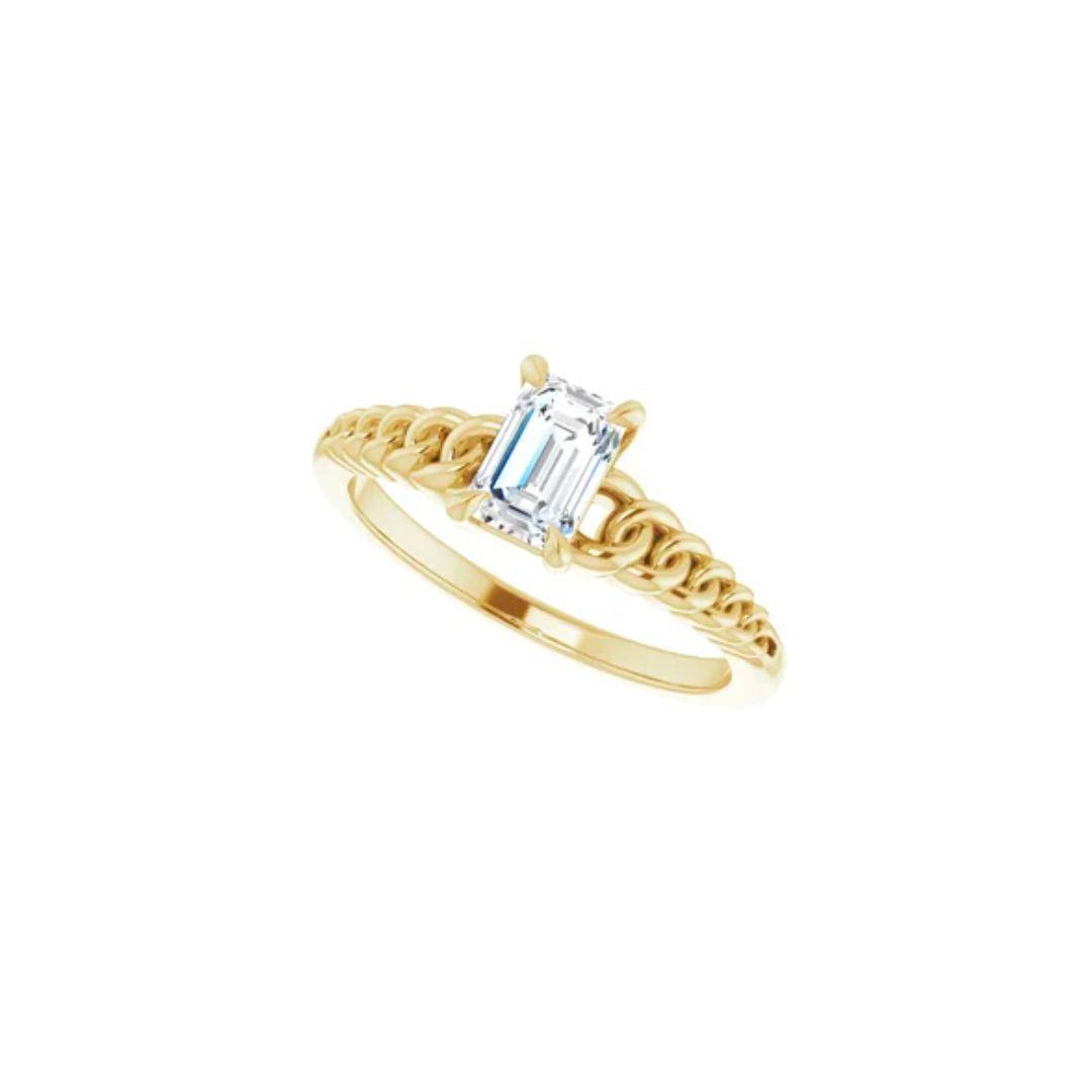 Diamond Emerald Engagement Ring