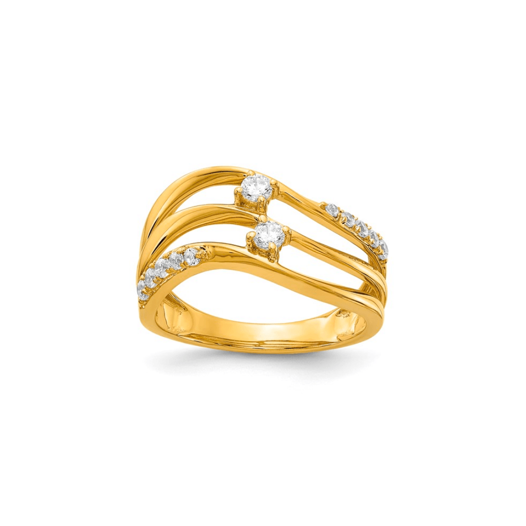 14k Stacked Wavy Diamond Ring