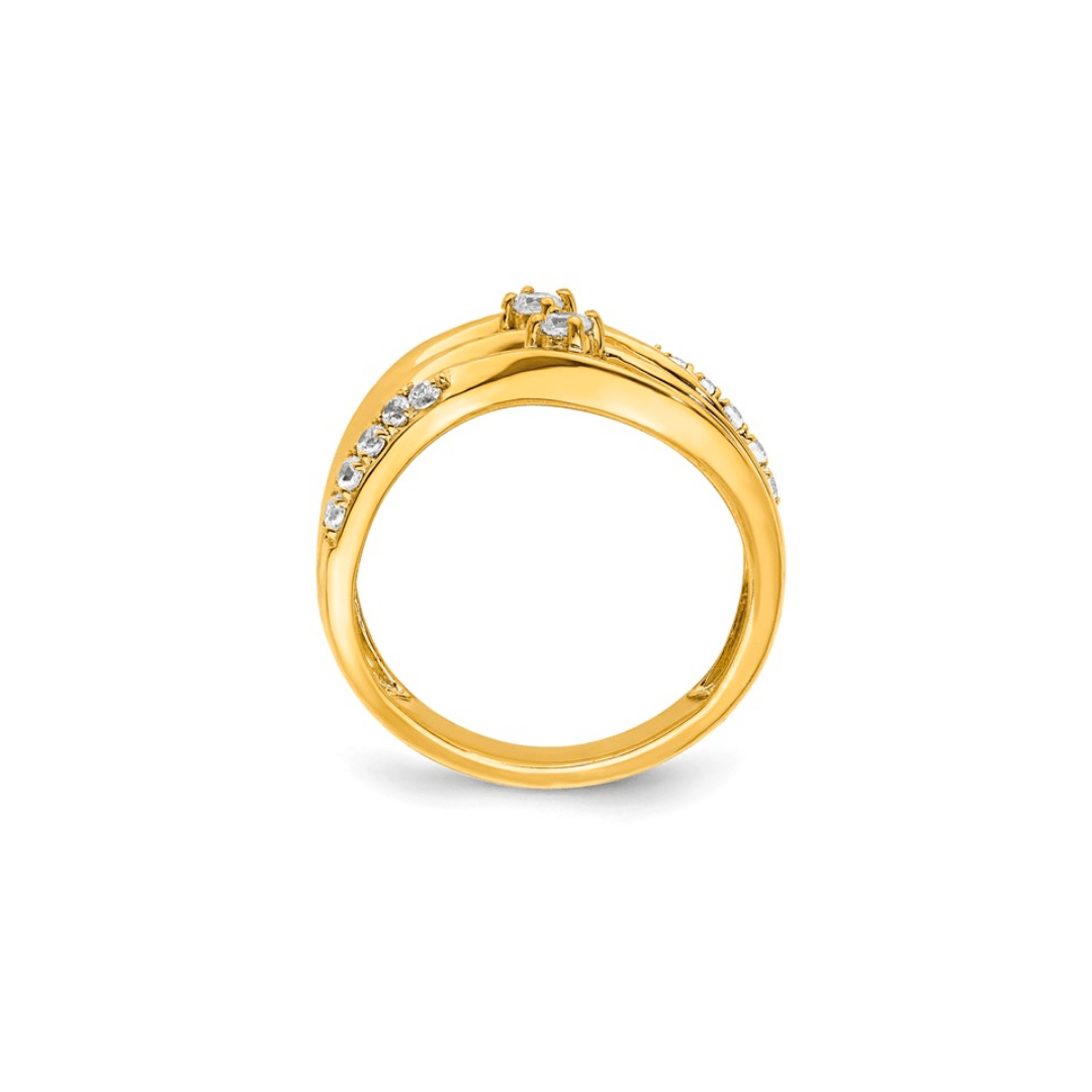 14k Stacked Wavy Diamond Ring