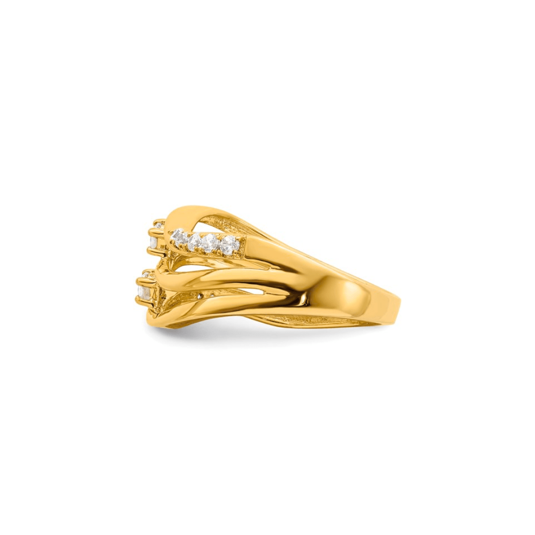 14k Stacked Wavy Diamond Ring