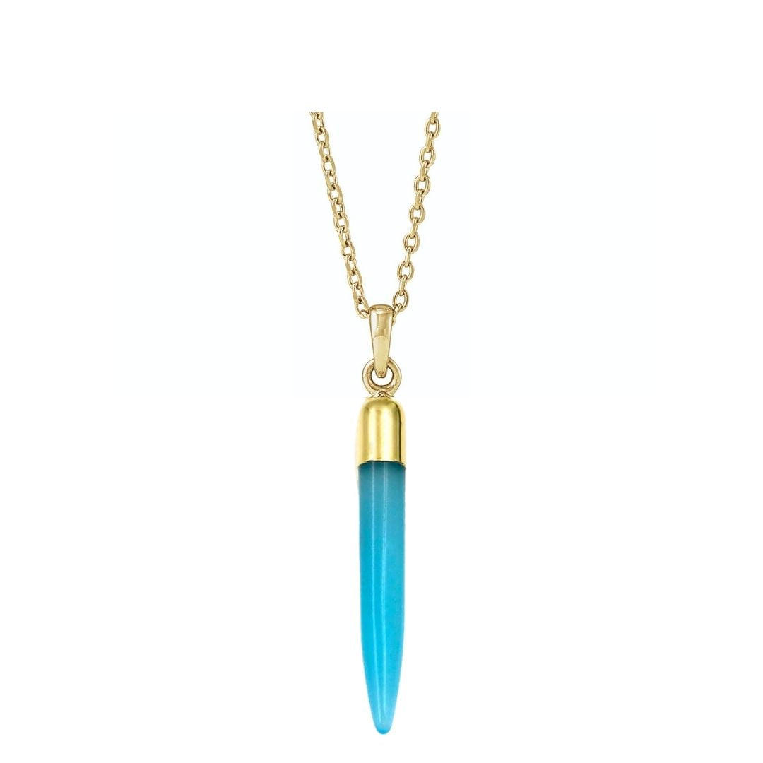 Sky Blue Chalcedony Point Necklace
