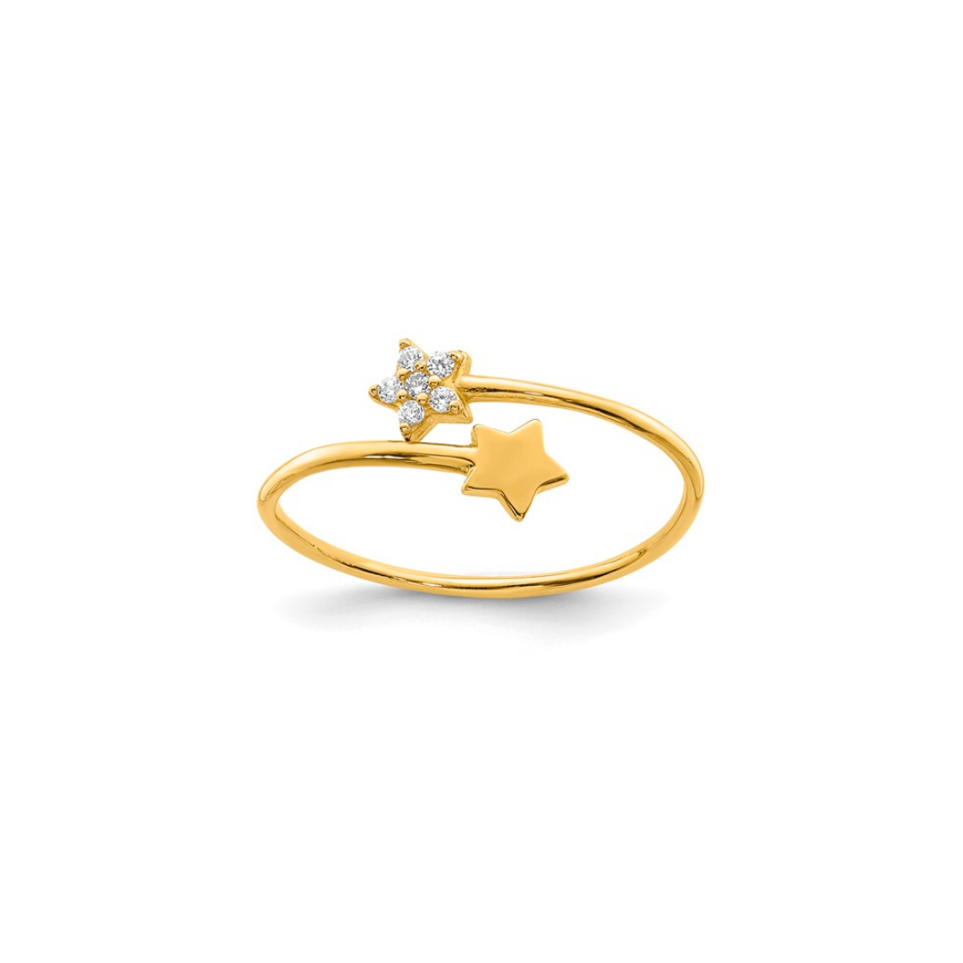 14K Adjustable Star CZ Ring