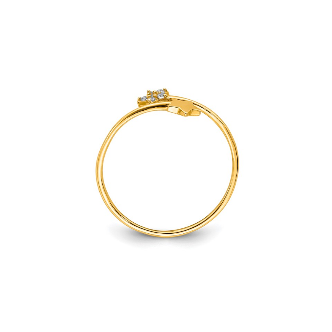 14K Adjustable Star CZ Ring