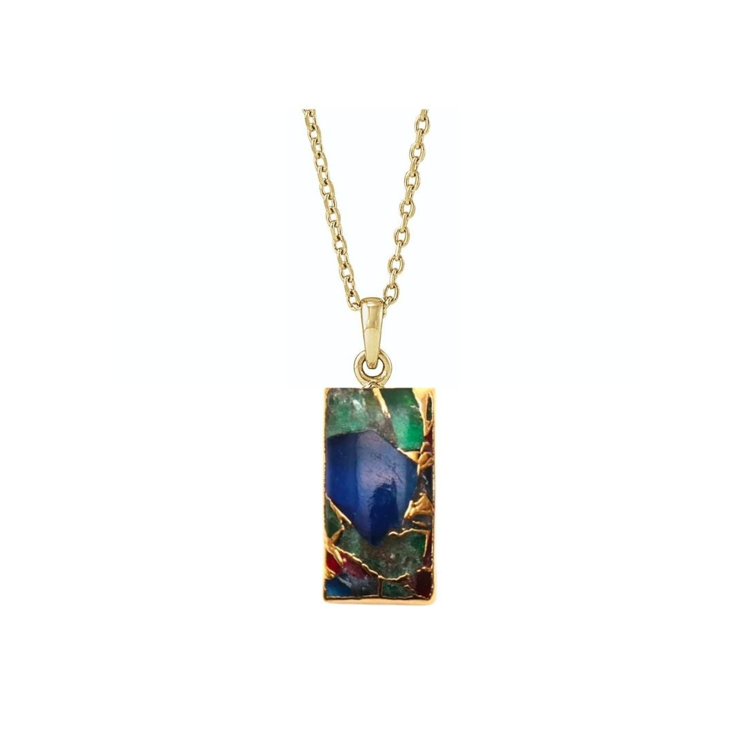 Rectangle Bar Gemstone Necklace
