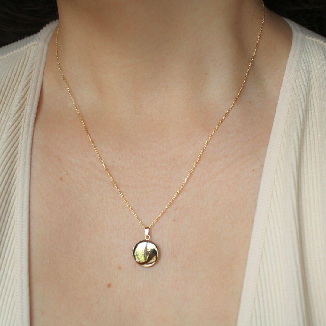 Gold Round Locket - Elisha Marie Jewelry