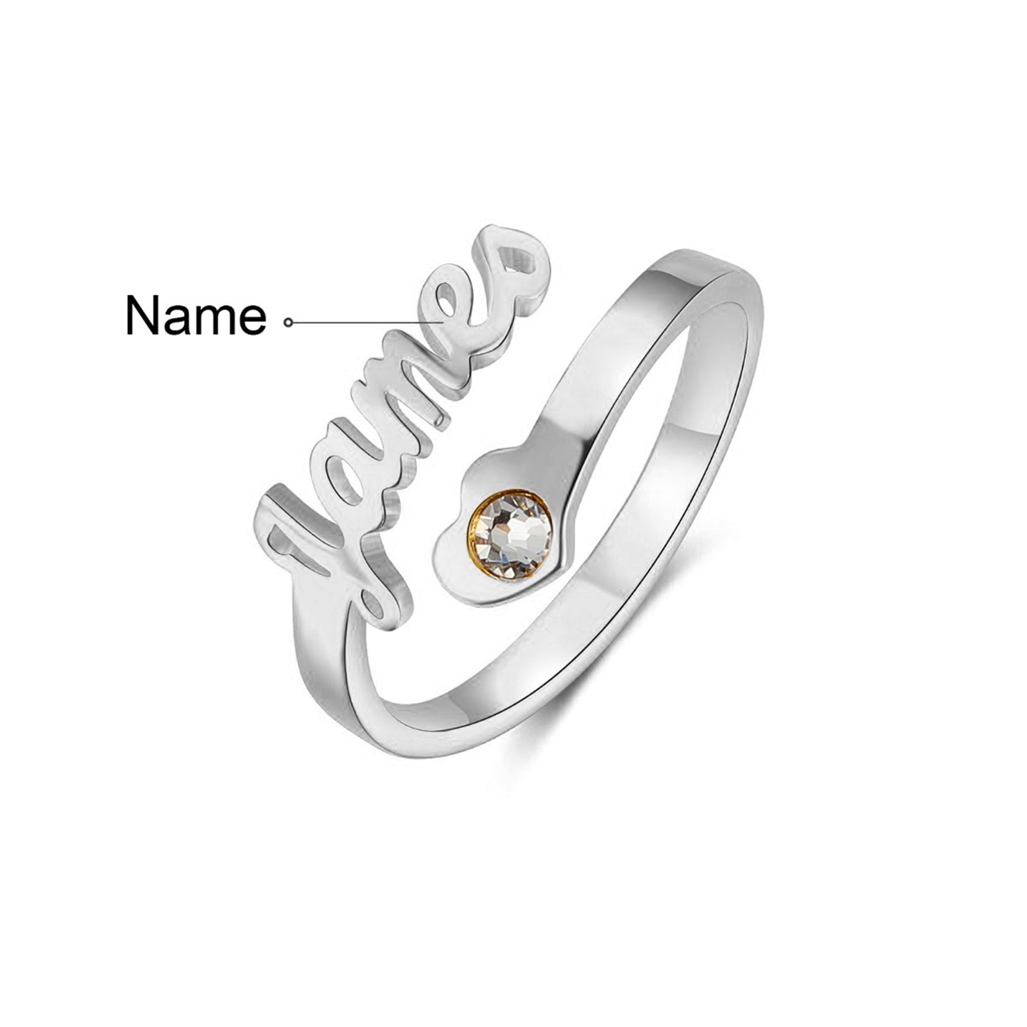Cursive Name Birthstone Ring