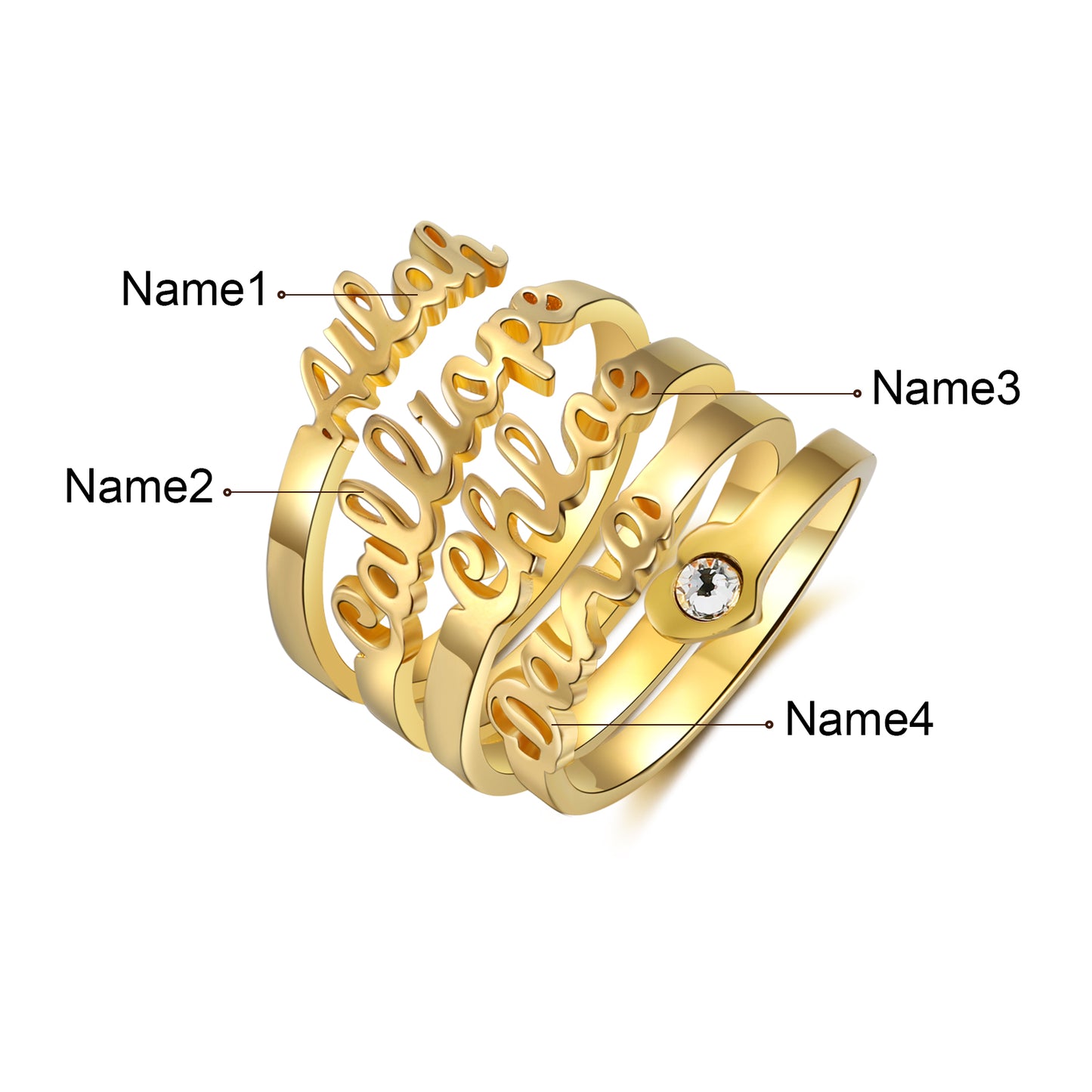 Cursive Name Birthstone Ring