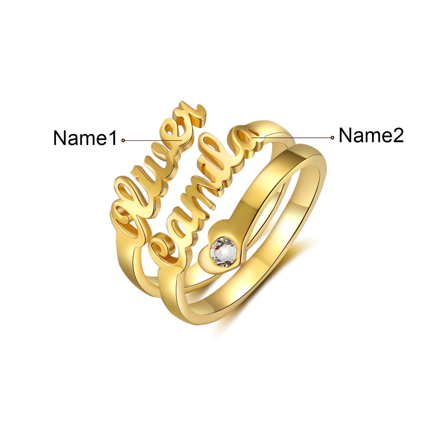 Cursive Name Birthstone Ring