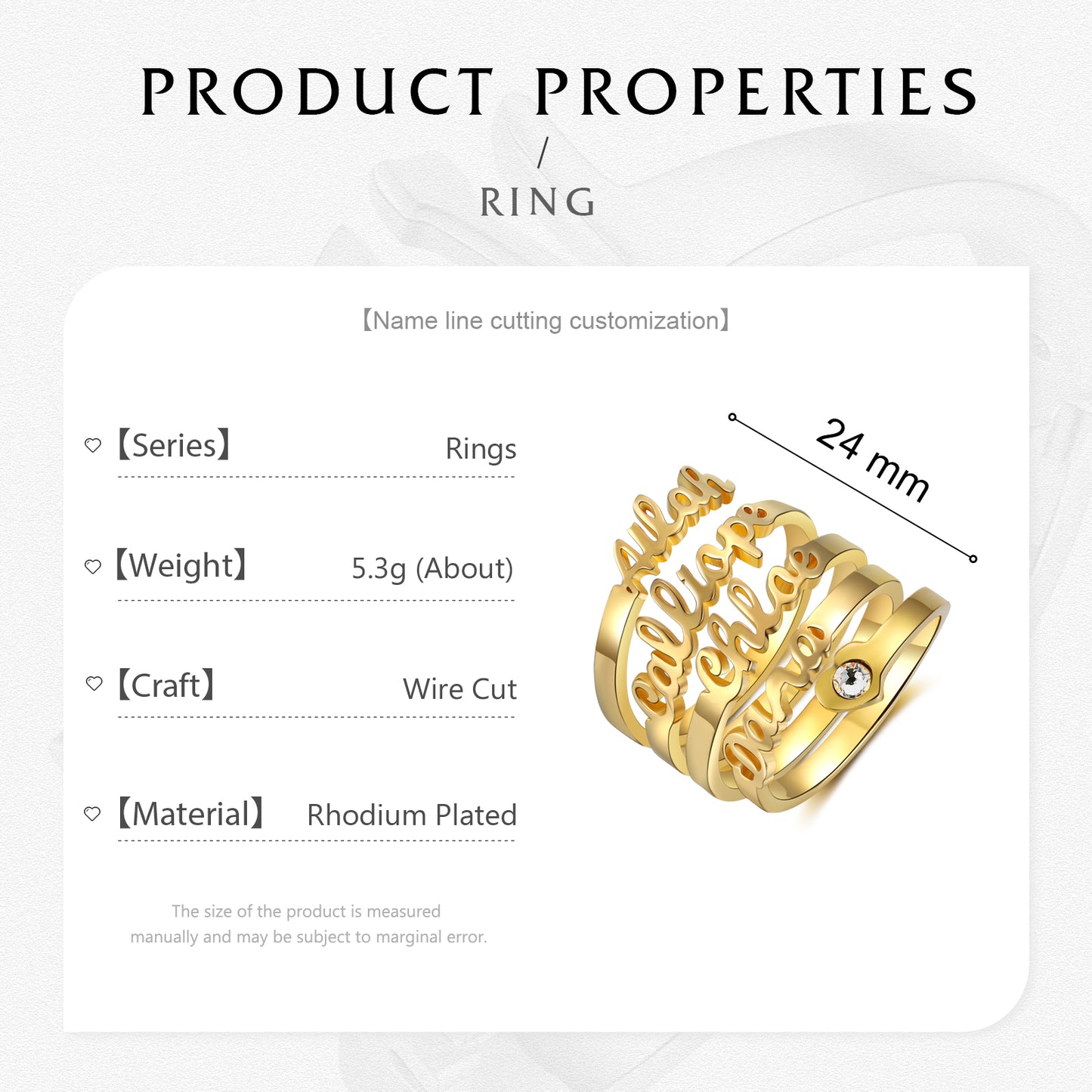 Cursive Name Birthstone Ring