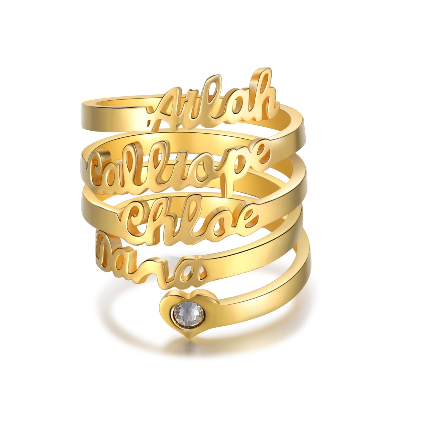 Cursive Name Birthstone Ring