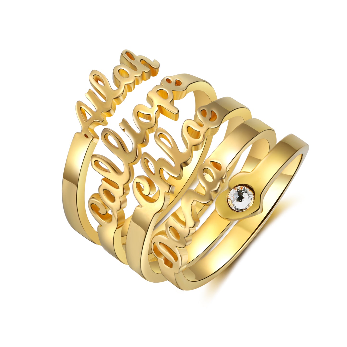 Cursive Name Birthstone Ring