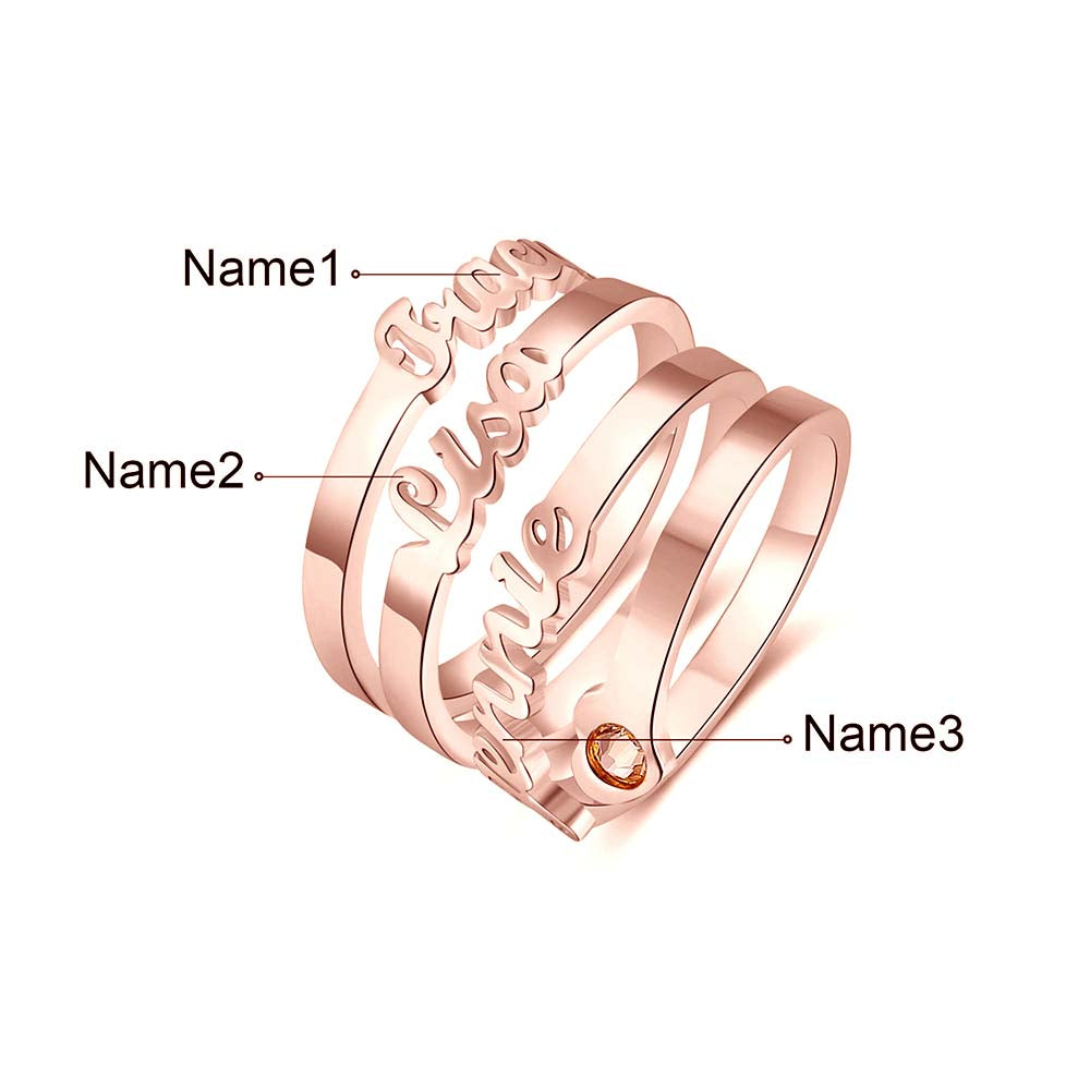 Cursive Name Birthstone Ring