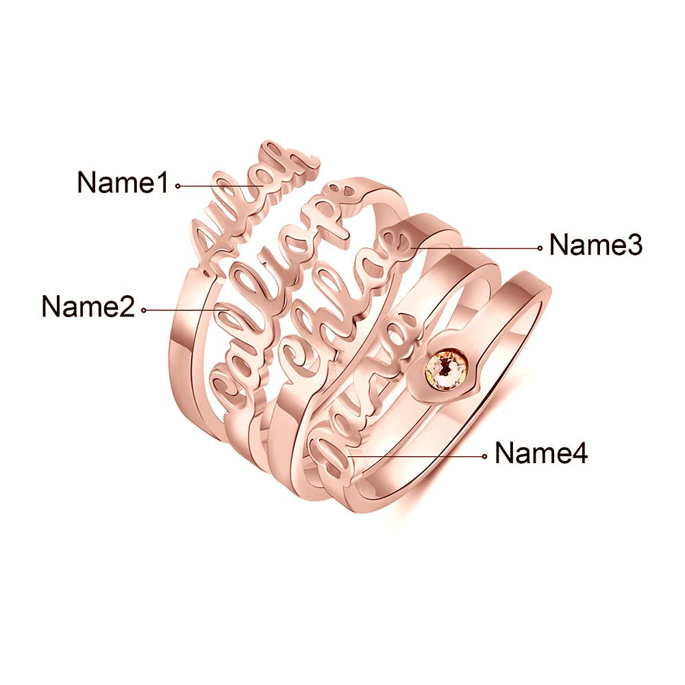 Cursive Name Birthstone Ring
