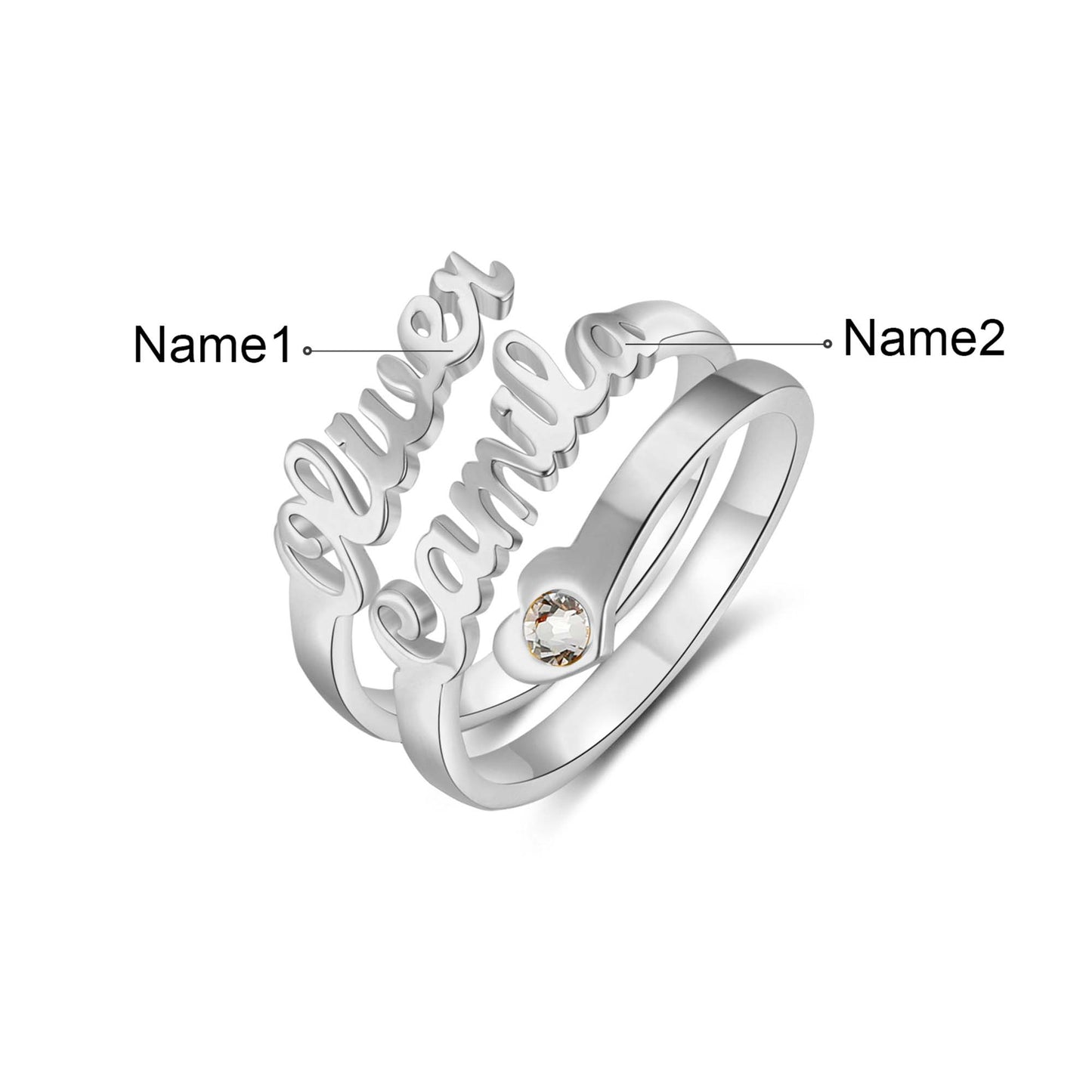 Cursive Name Birthstone Ring