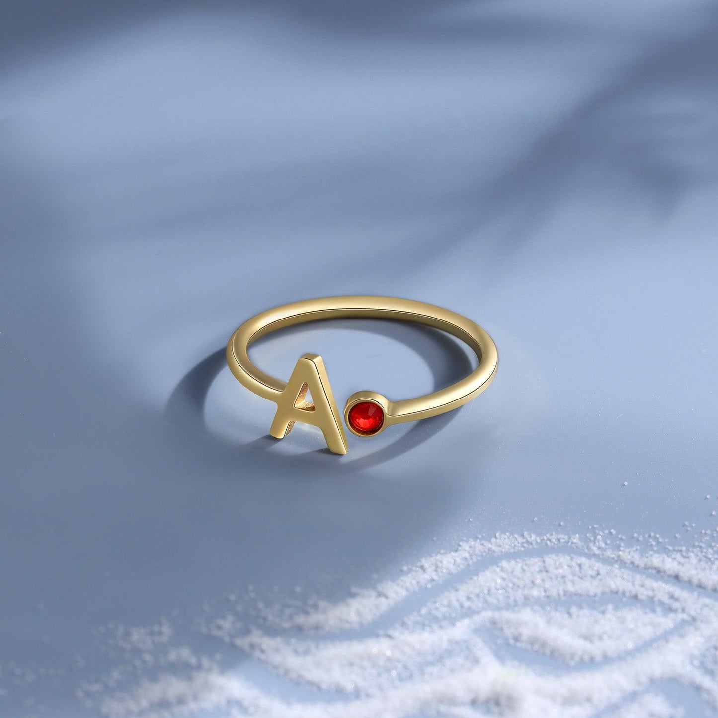 Birthstone Letter Ring