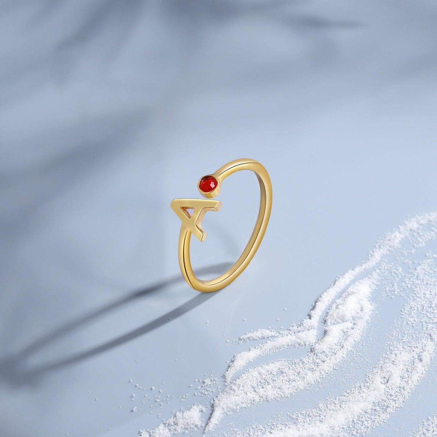 Birthstone Letter Ring