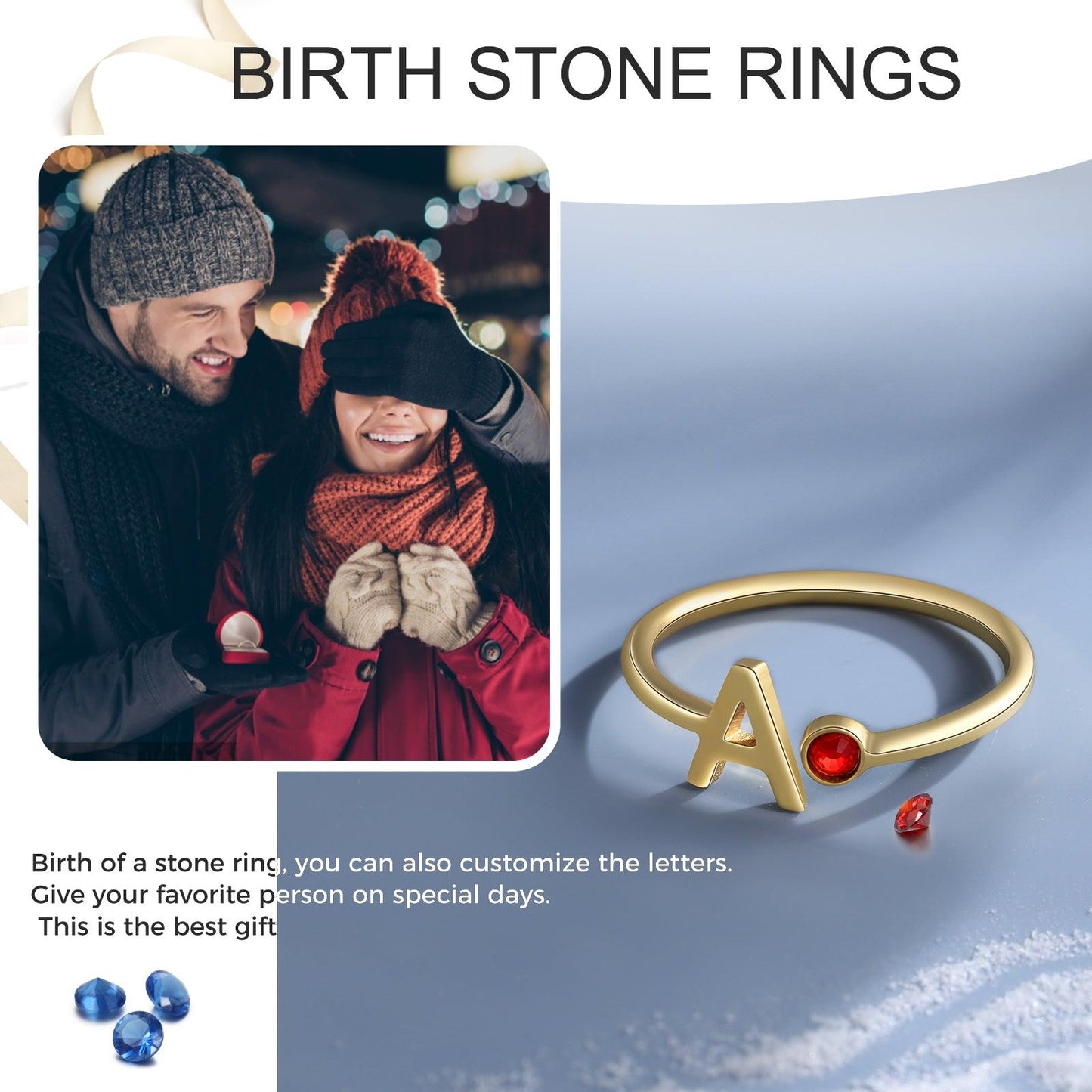 Birthstone Letter Ring