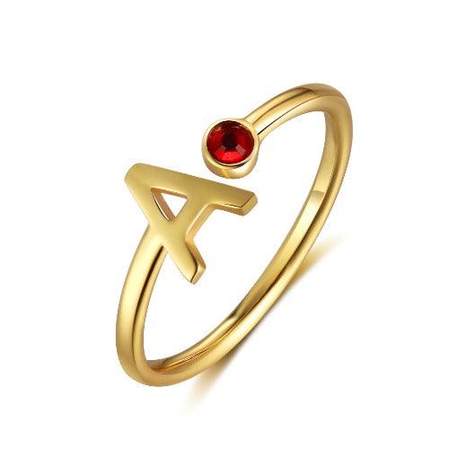 Birthstone Letter Ring