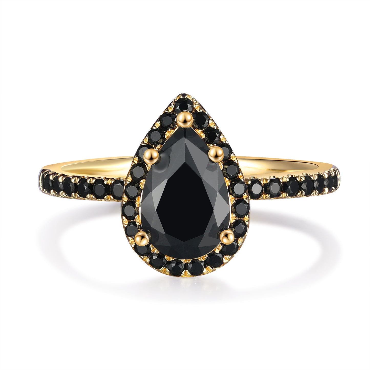 14K Black Onyx Engagement Ring