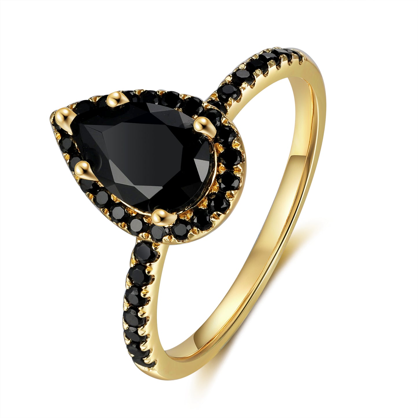 14K Black Onyx Engagement Ring