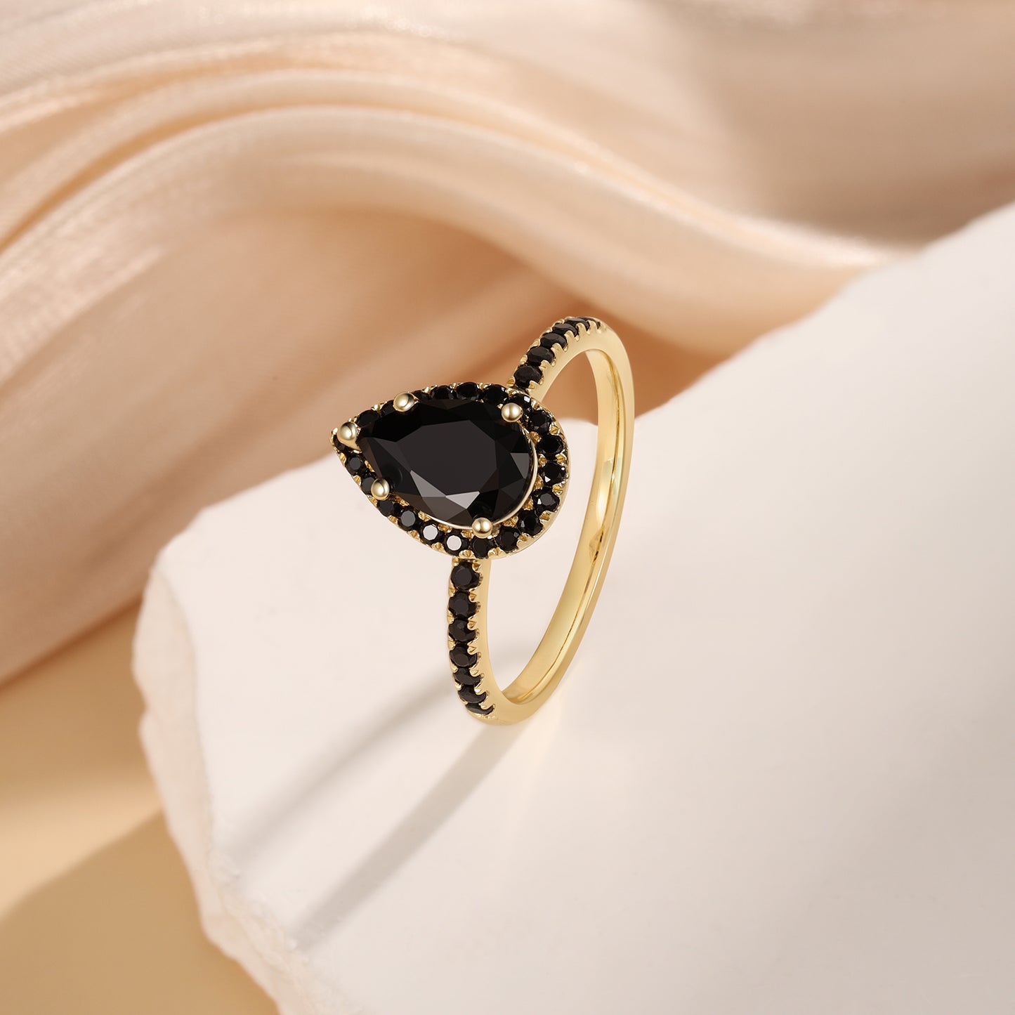 14K Black Onyx Engagement Ring