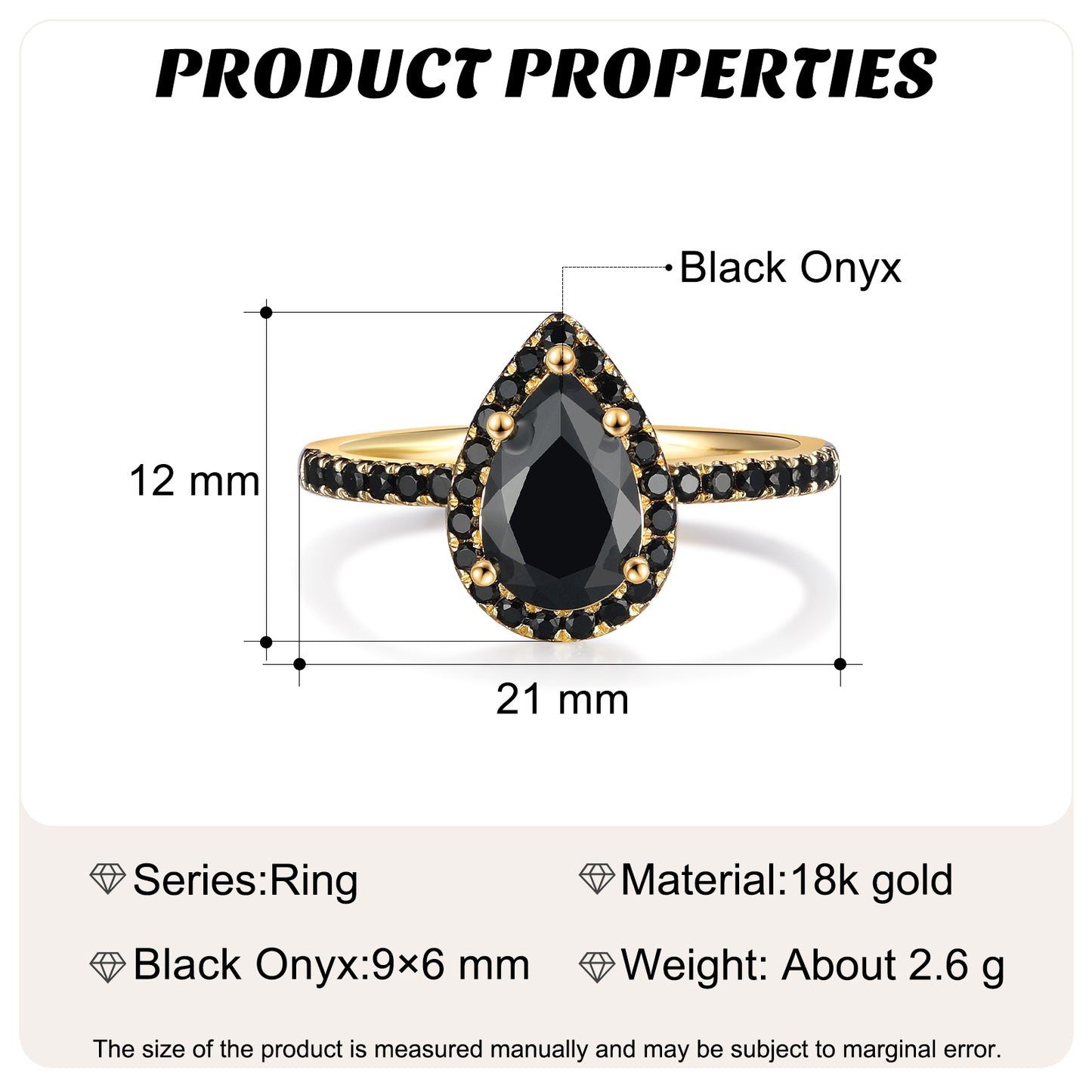14K Black Onyx Engagement Ring