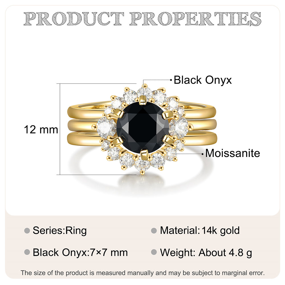 18K Gold Black Onyx Engagement Ring