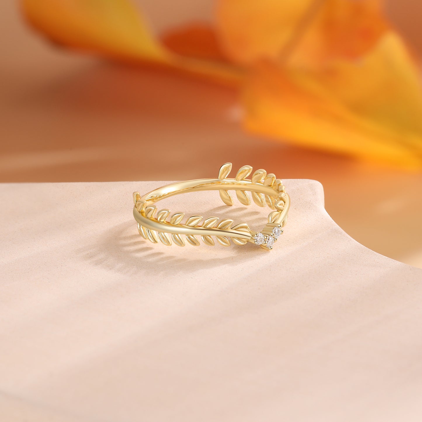 Moissanite Leaf Ring