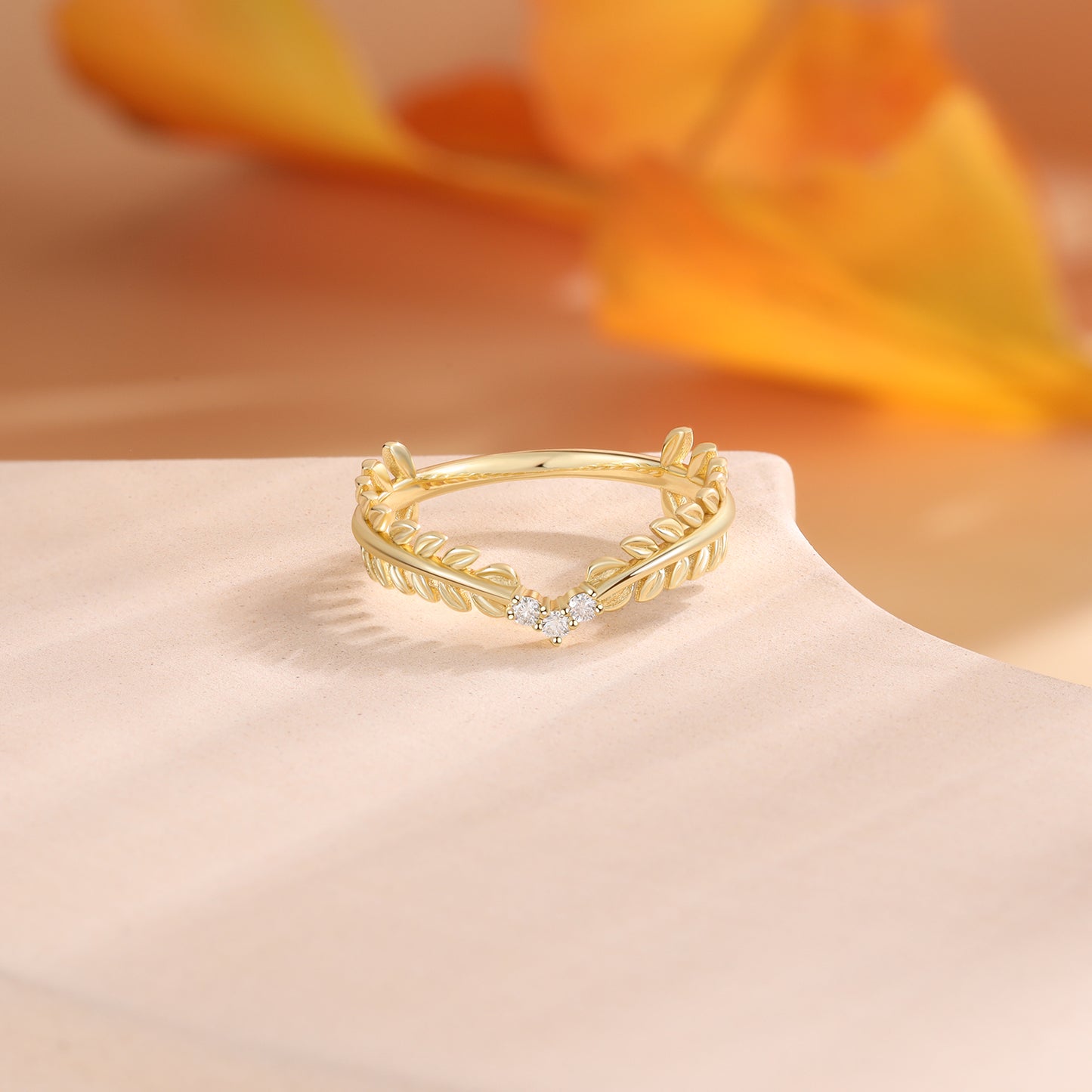 Moissanite Leaf Ring