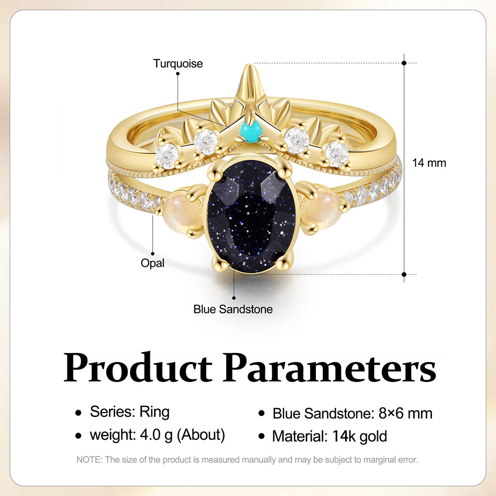 18K Blue Sandstone Engagement Ring