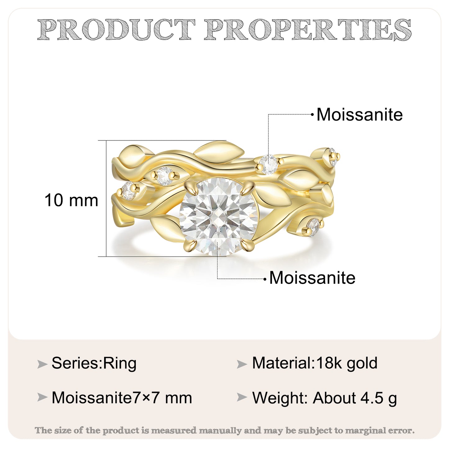 18K Moissanite Engagement Ring