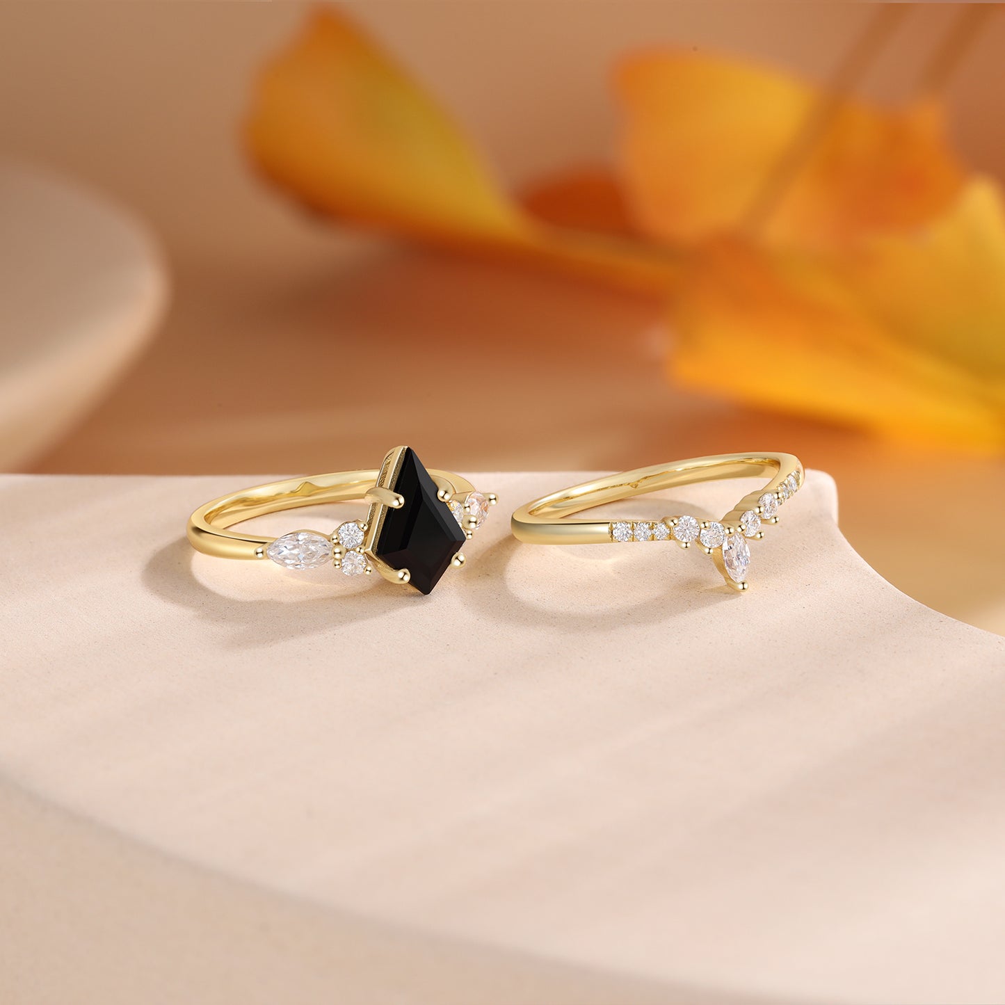 K Gold Natural Black Onyx Ring