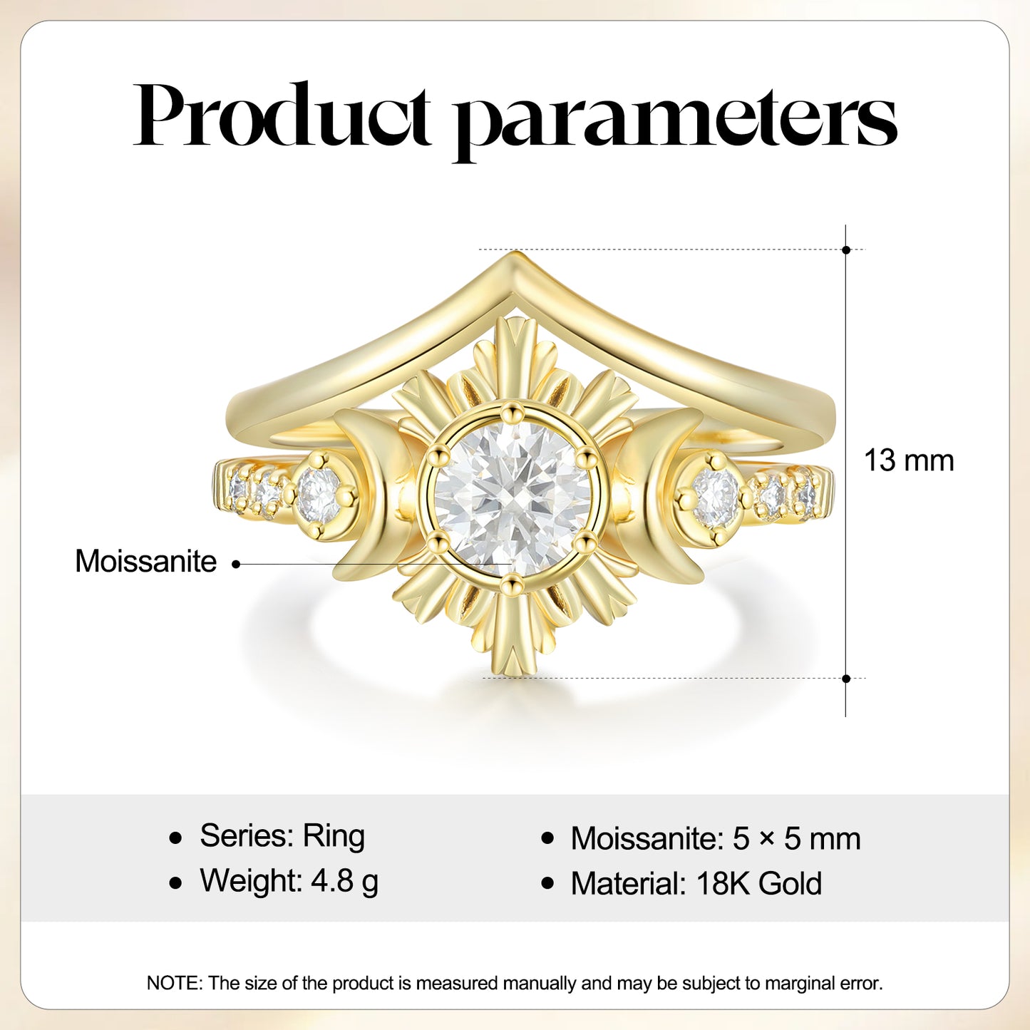 K Gold Lab Moissanite Ring