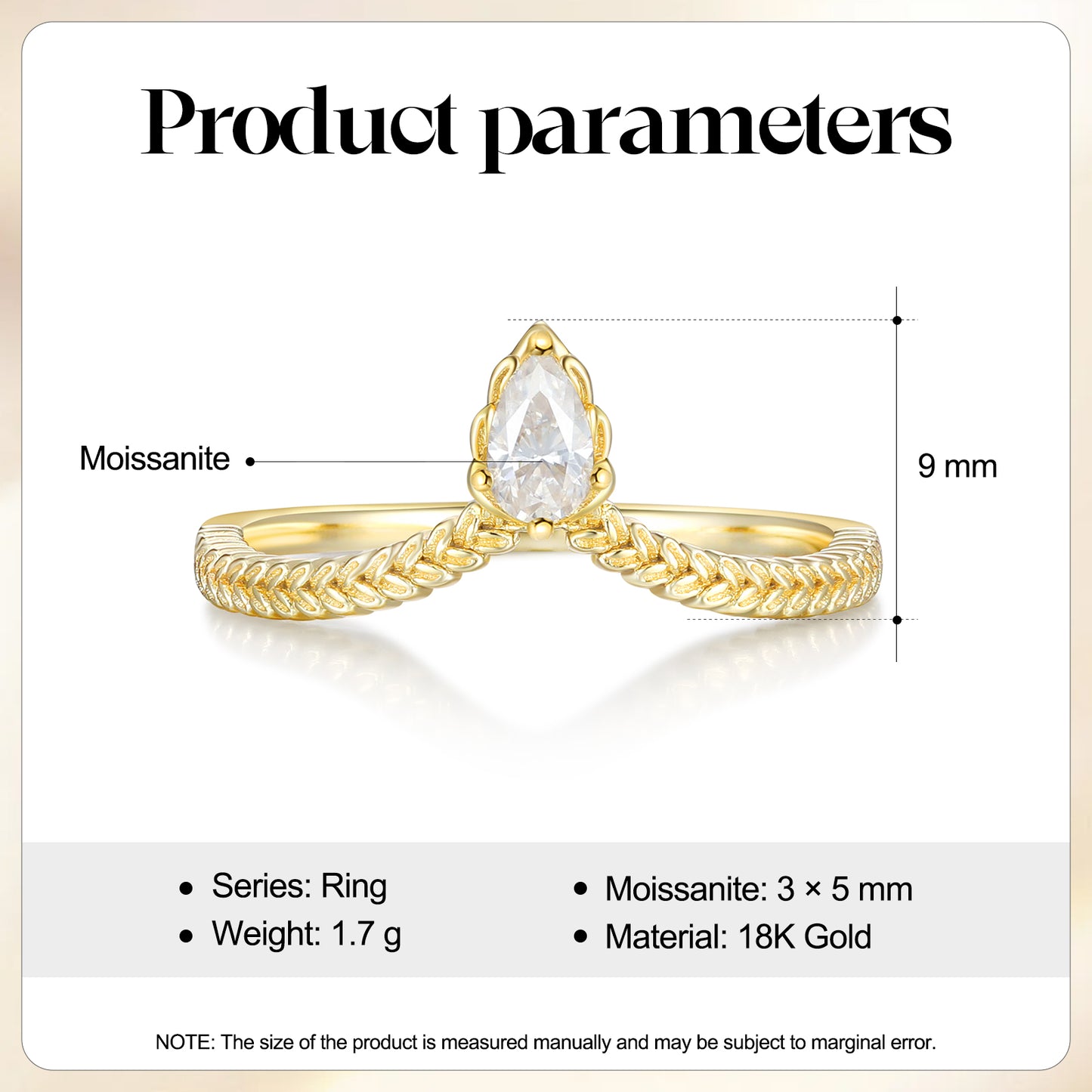K Gold Lab Moissanite Ring
