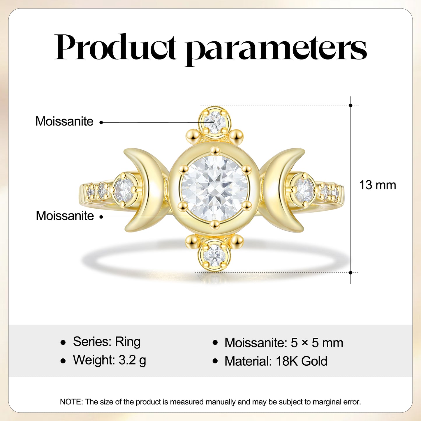 18K Gold Moissanite Engagement Ring