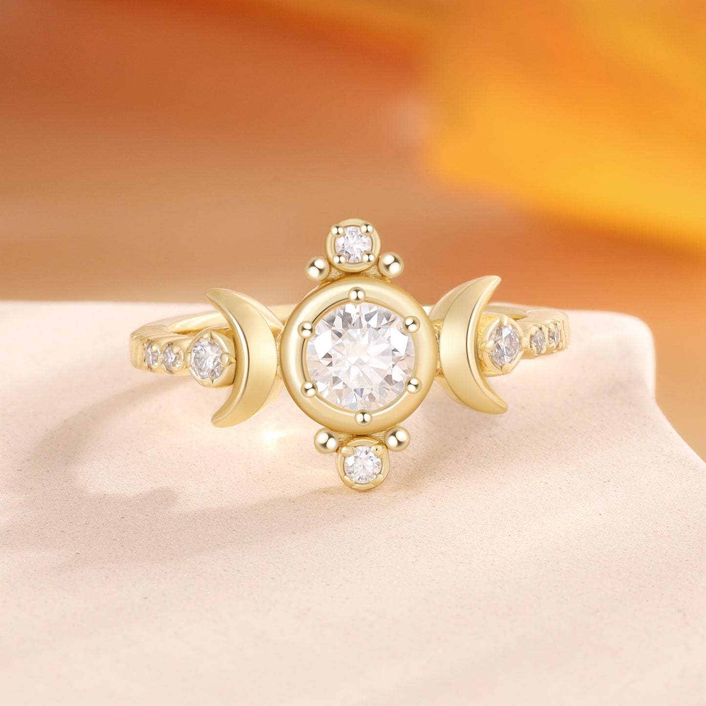18K Gold Moissanite Engagement Ring