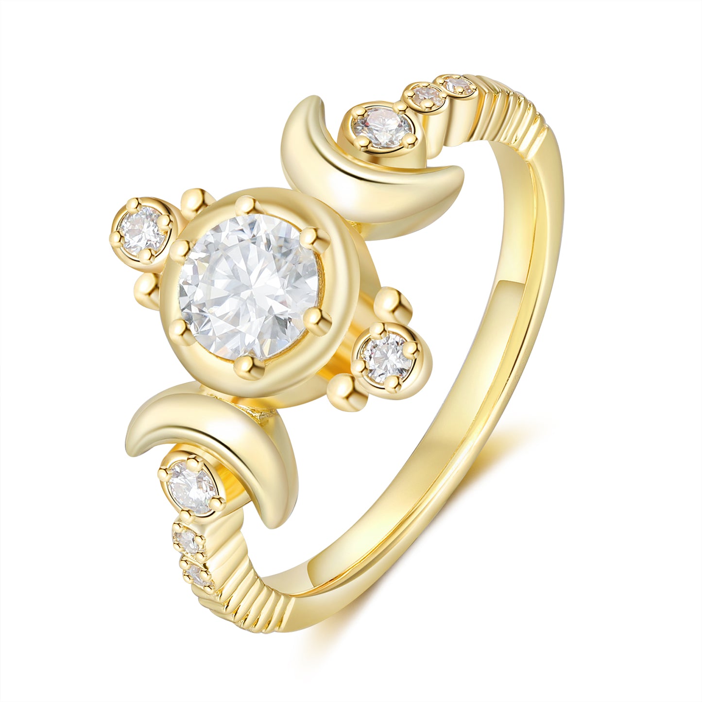 18K Gold Moissanite Engagement Ring